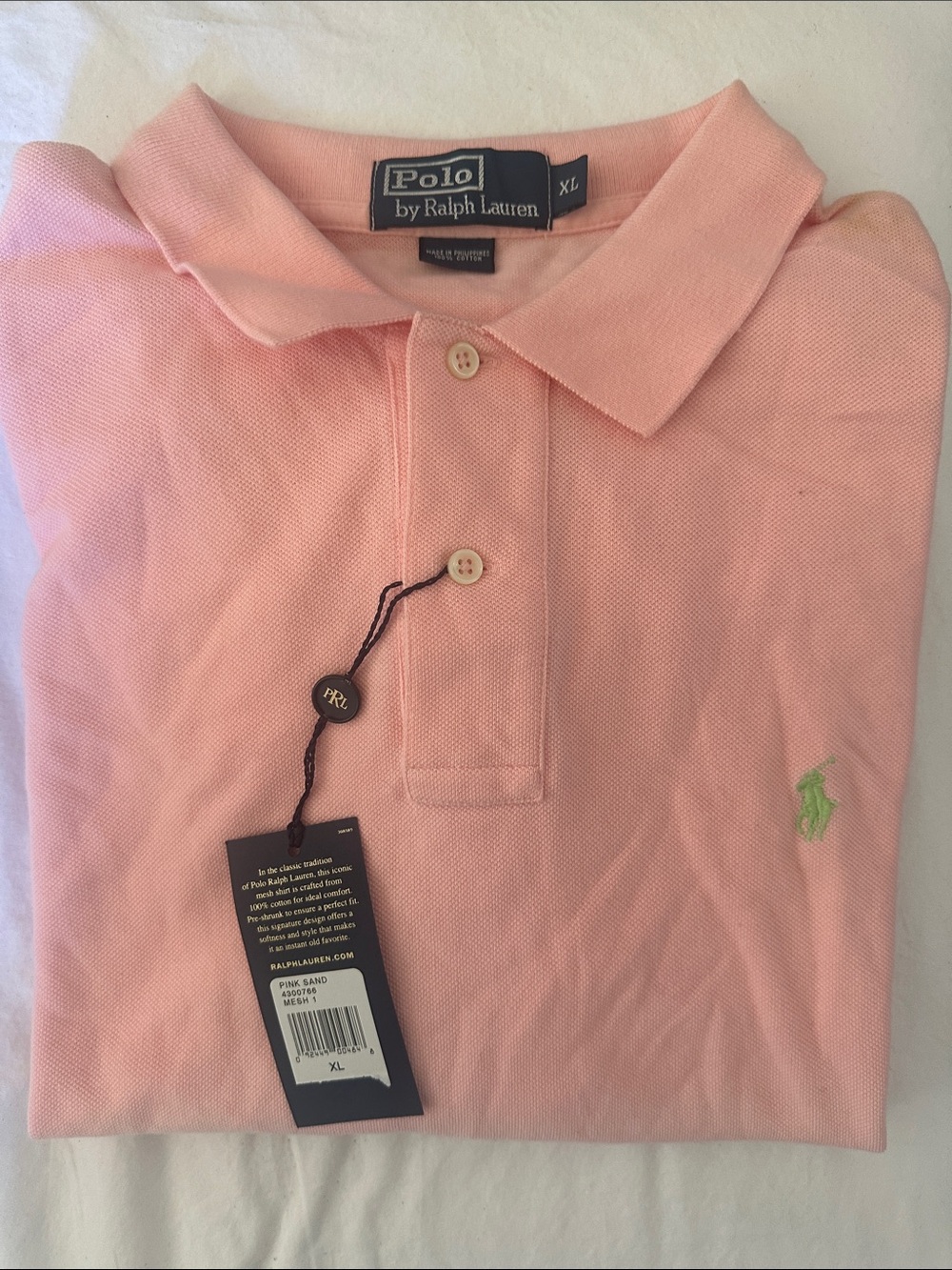 NWT Polo by Ralph Lauren Light Pink Cotton Men’s Polo Shirt Size XL